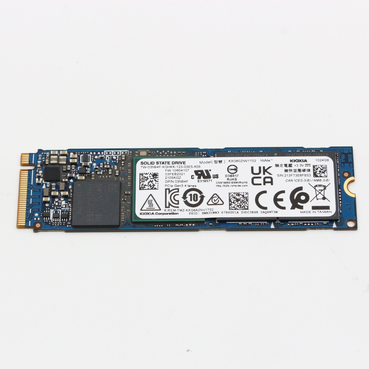【SSD】 DELL純正　KIOXIA / 1TB NVME CLASS 40 SSD / KXG60ZNV1T02